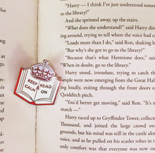 Load image into Gallery viewer, Glitter Keep Calm and Read On Pin