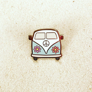 Flower Power Peace Love Bus Pin