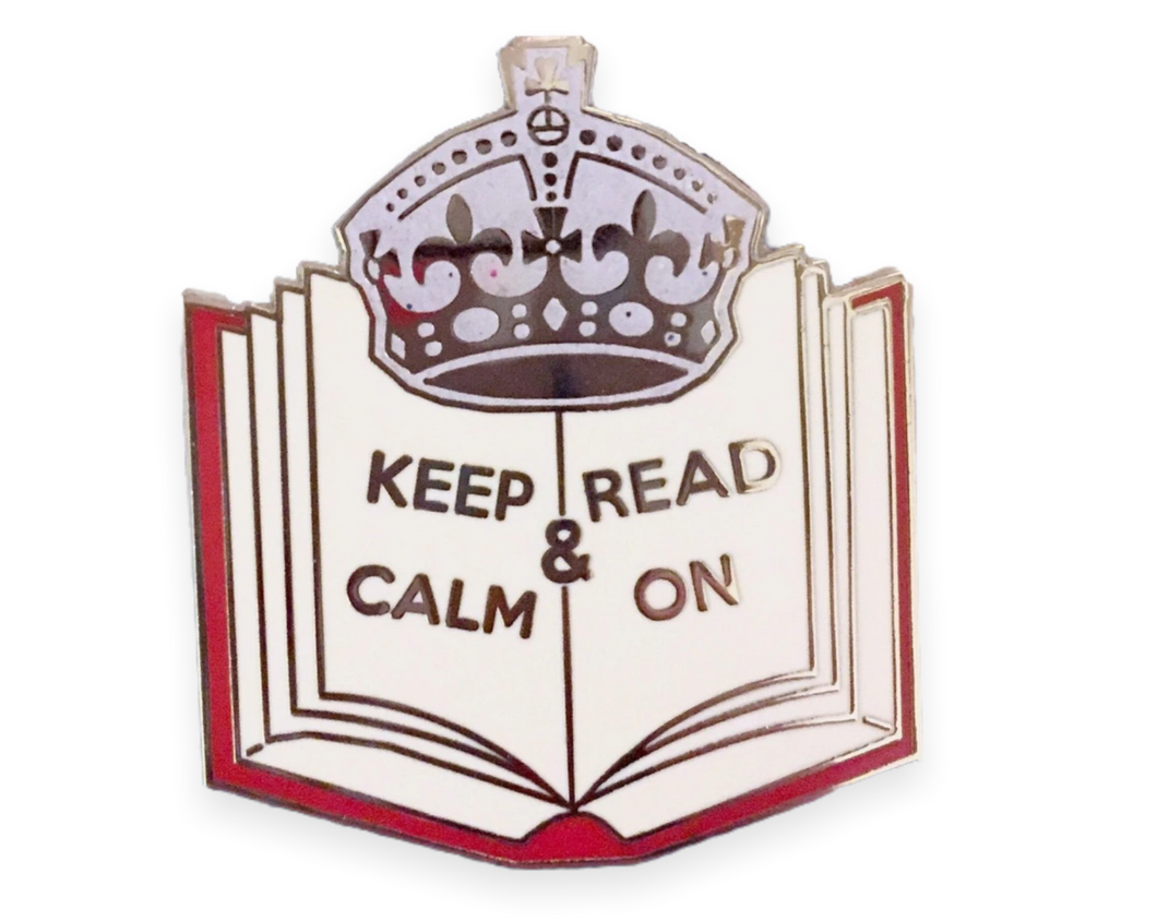 Glitter Keep Calm and Read On Pin