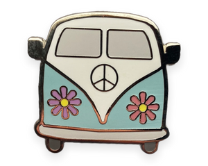 Flower Power Peace Love Bus Pin